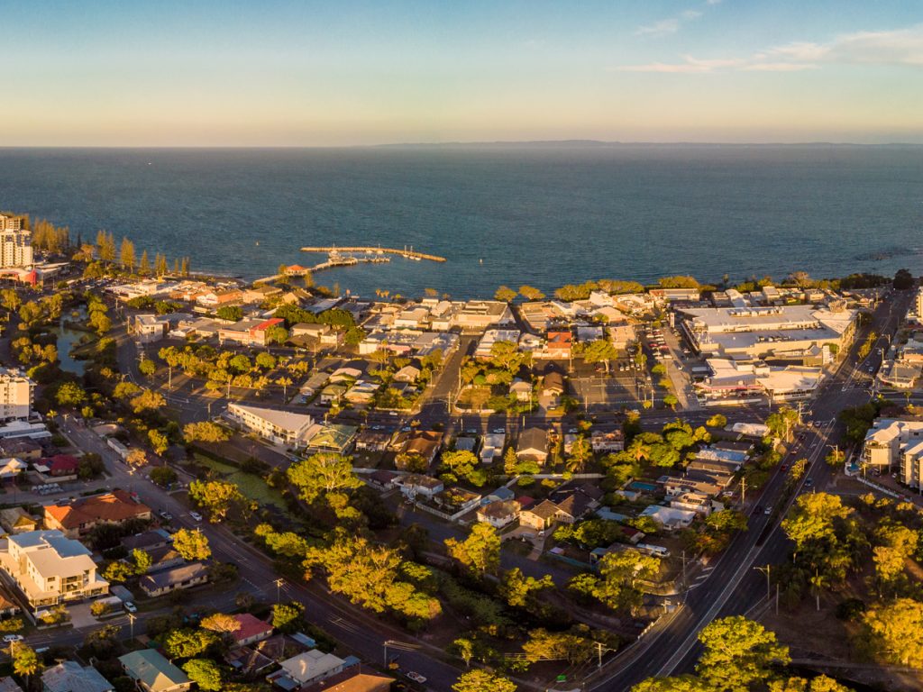 Aerial photo of Moreton Bay, Australia