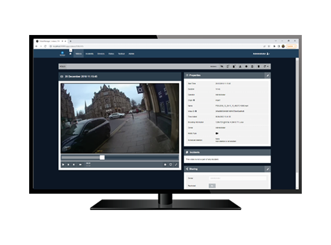 Motorola Solutions VideoManager software visible on a desktop monitor